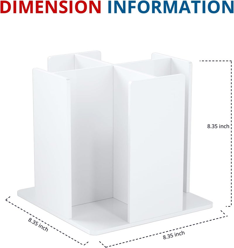 KOTEMON Cup and Lid Holder, 4 Compartment, Square | Rotating Coffee Cup Dispenser Lid Carousel for Restaurant, Buffet, Coffee Station, Bar, Countertop, White Acrylic - Image 5